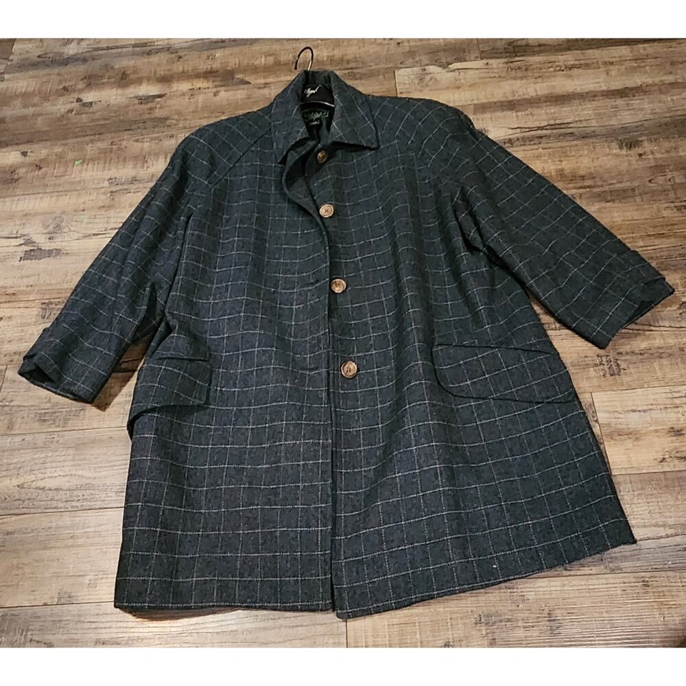 Vintage Ralph Lauren Wool Trench Coat Green Label See Pics Small hole sz 8